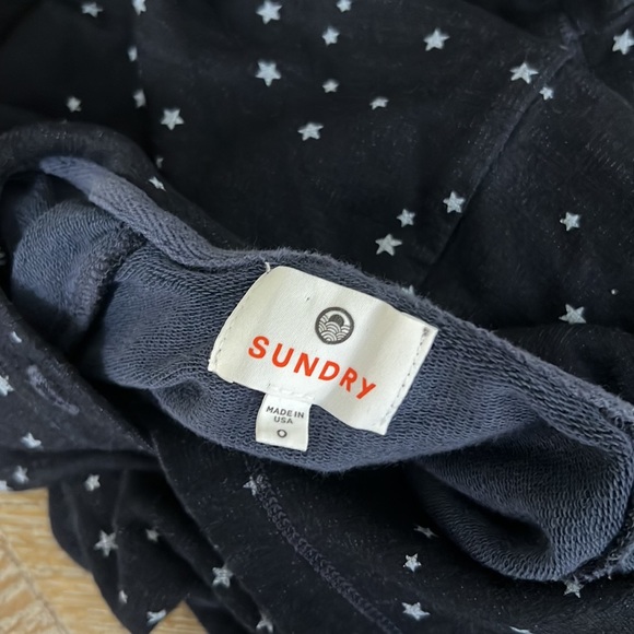 SUNDRY Women's Stars Raw Edge Hoodie 0= XS - Picture 9 of 10
